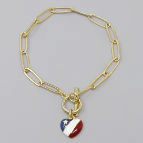 American Flag Heart Charm Bracelet