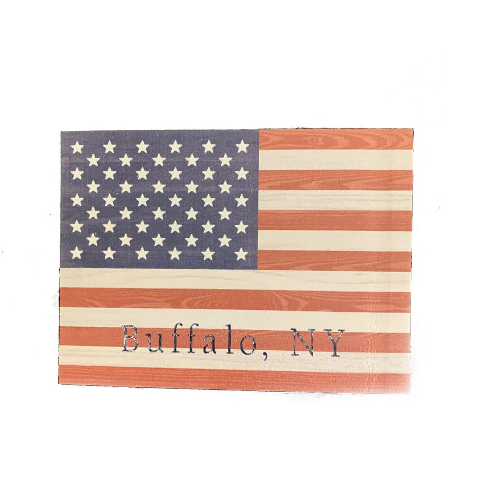 American Flag Wooden Block Sign