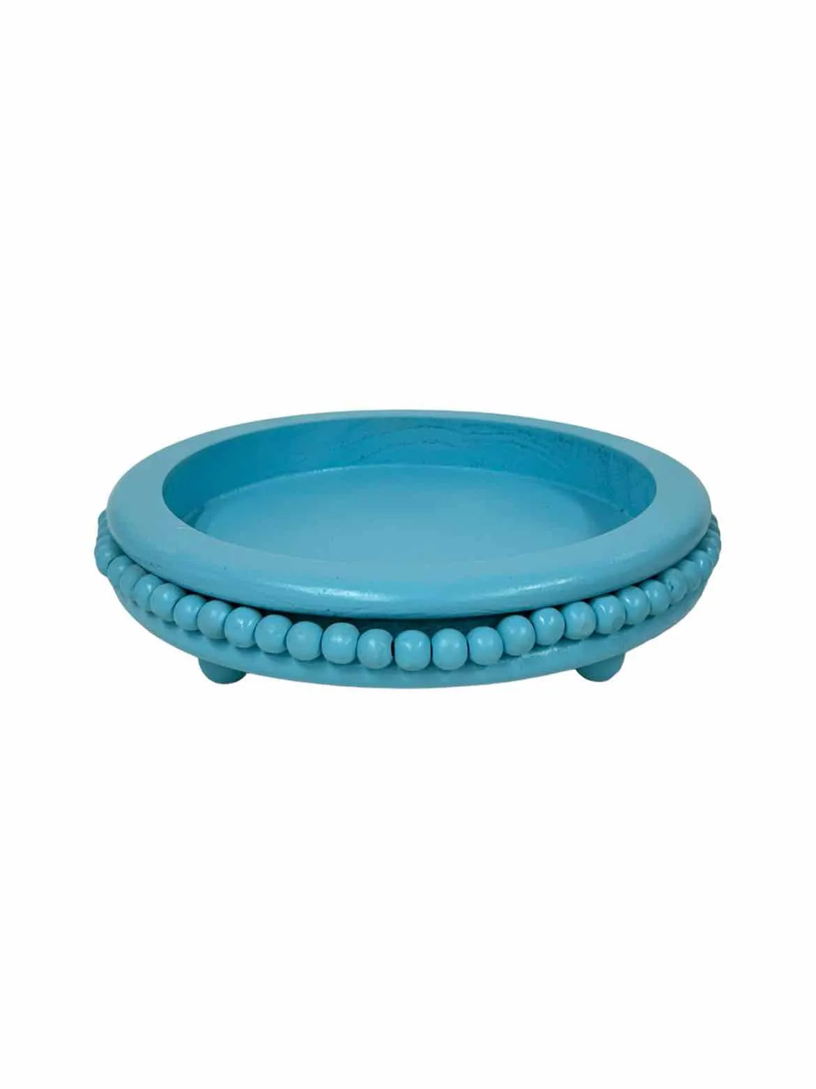 AQUA Wood CIRCULAR 2.5" H X 10.5" W DECORATIVE TRAY