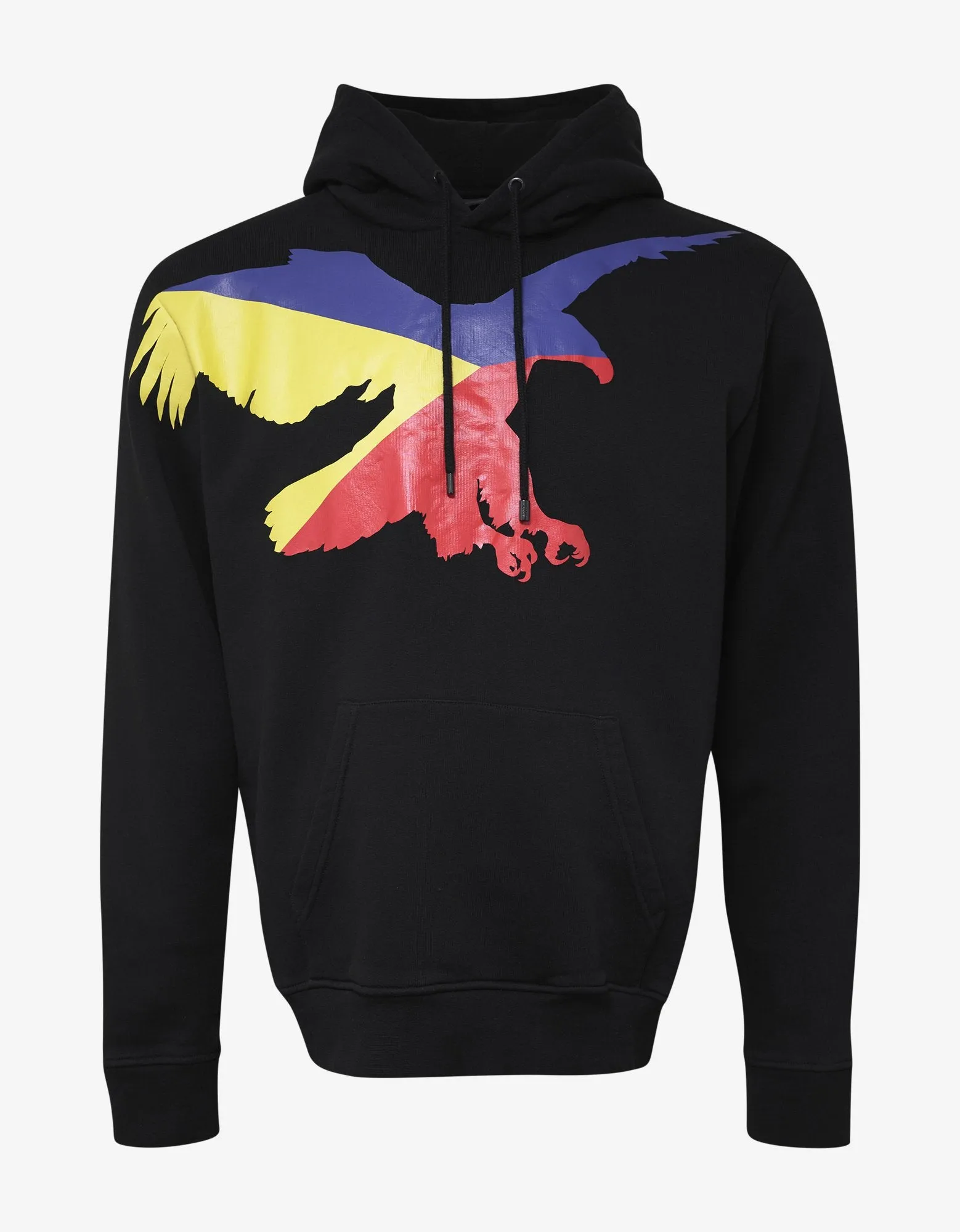 Black Eagle & Flags Print Hoodie