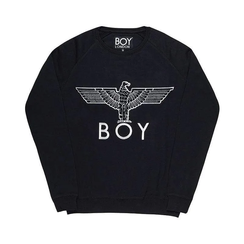 BOY EAGLE APPLIQUE SWEATSHIRT  WOMENS - BLACK