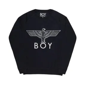 BOY EAGLE APPLIQUE SWEATSHIRT  WOMENS - BLACK