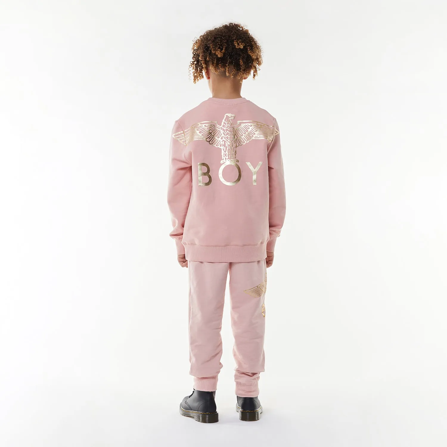 BOY EAGLE BACKPRINT KIDS SWEATSHIRT - PINK/GOLD