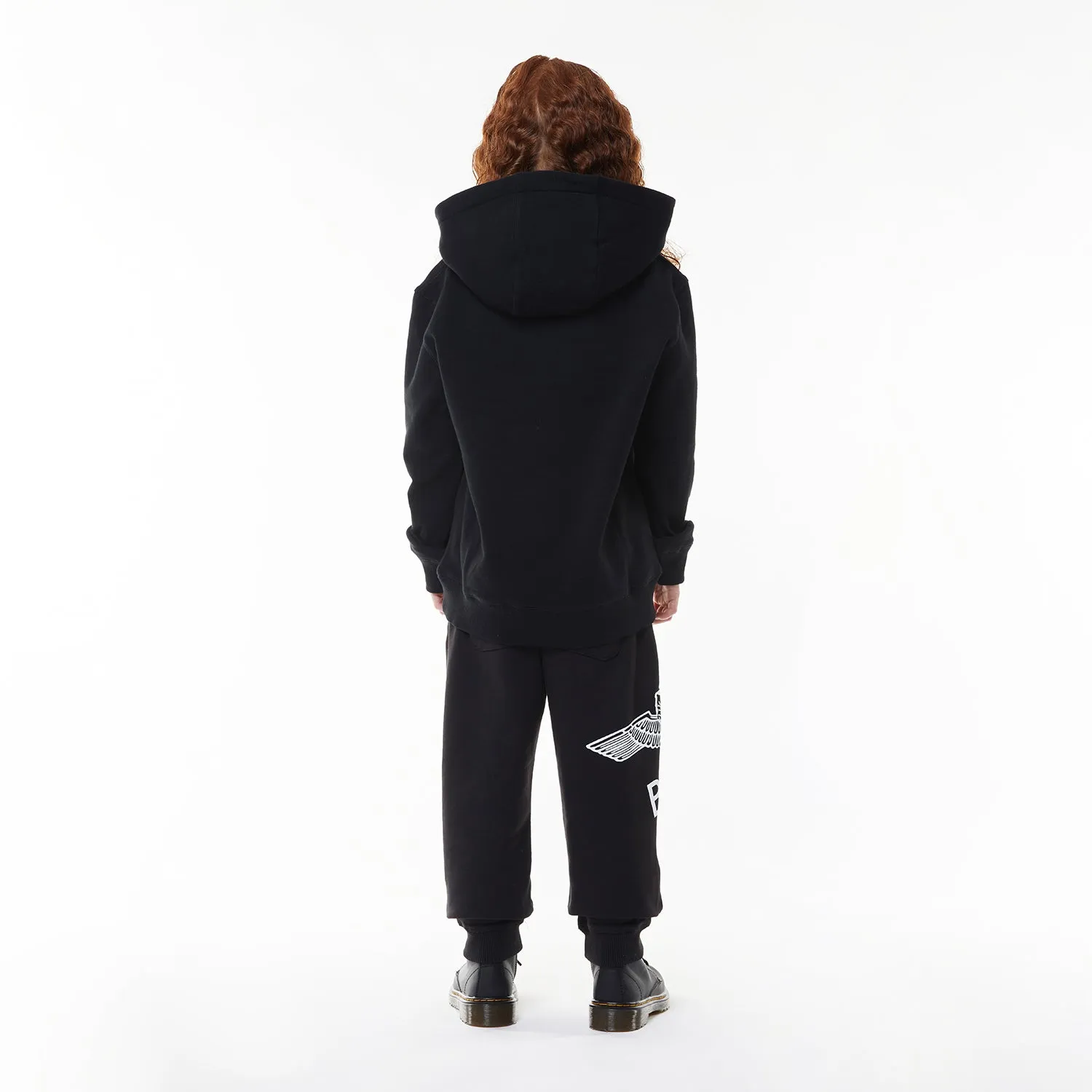 BOY EAGLE KIDS HOODIE - BLACK/WHITE