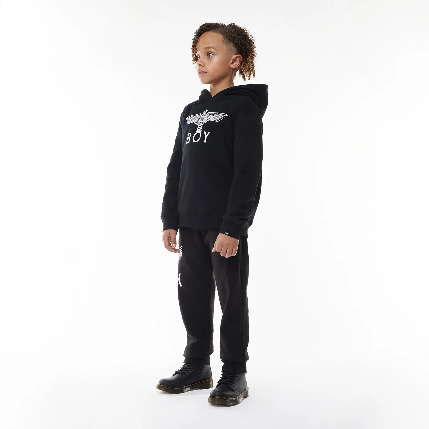 BOY EAGLE KIDS HOODIE - BLACK/WHITE