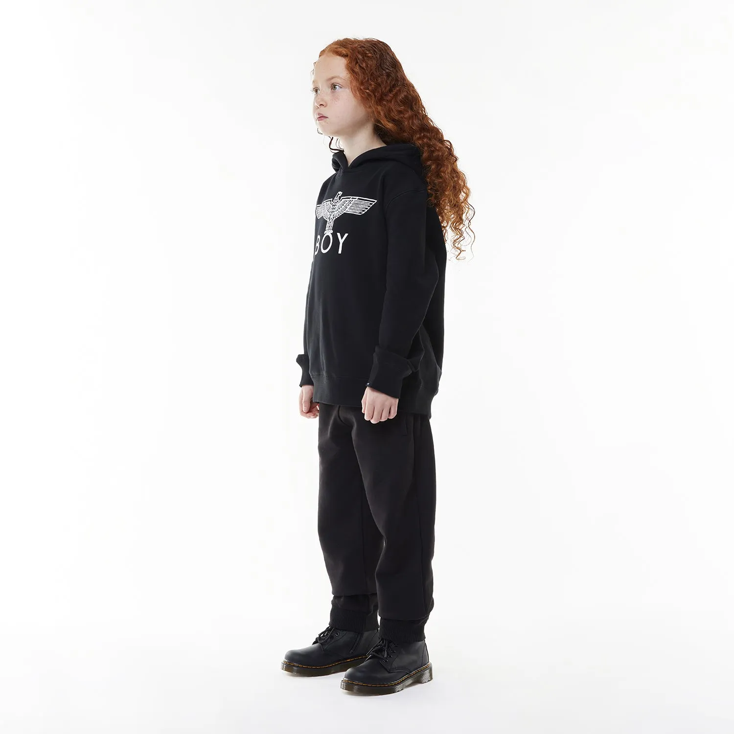 BOY EAGLE KIDS HOODIE - BLACK/WHITE