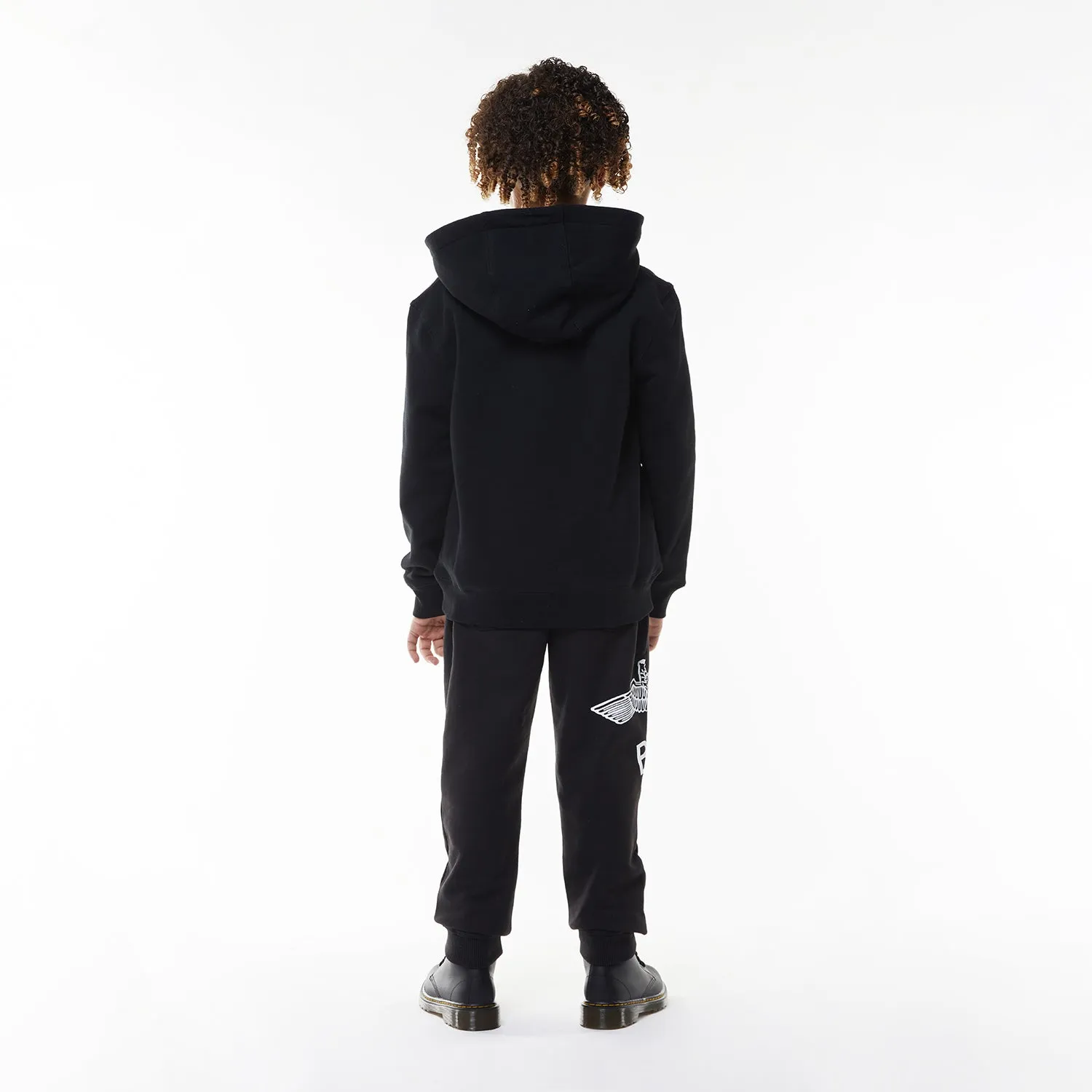 BOY EAGLE KIDS HOODIE - BLACK/WHITE