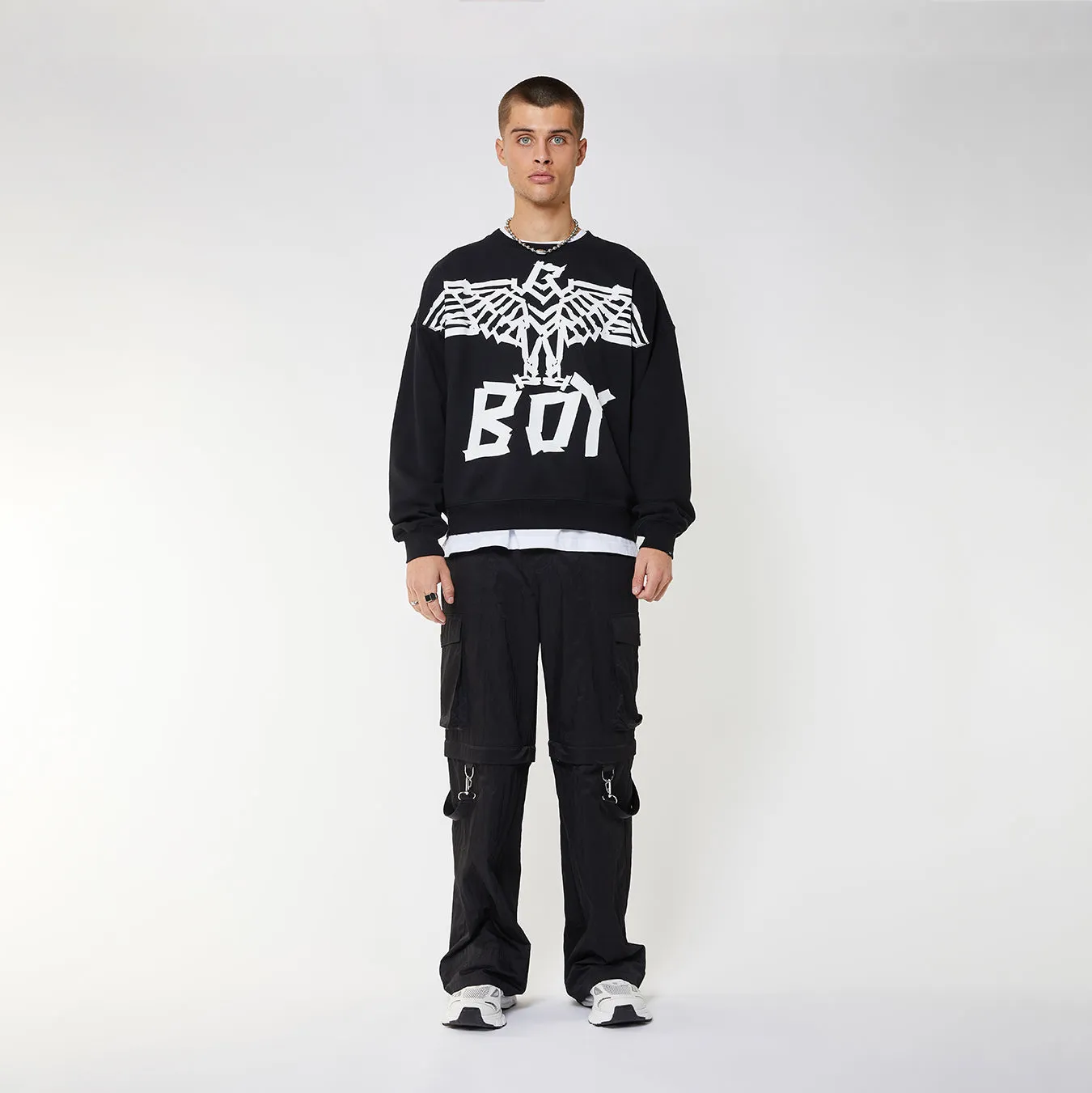 BOY TAPE EAGLE SWEATSHIRT - BLACK