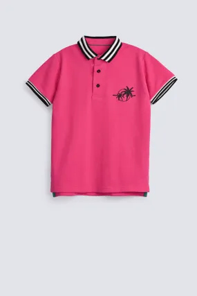 BOYS JACQUARD TRIMS POLO