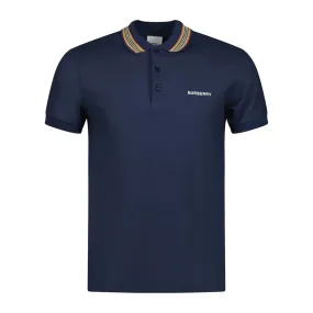 BURBERRYStripe Collar Polo T-Shirt Navy