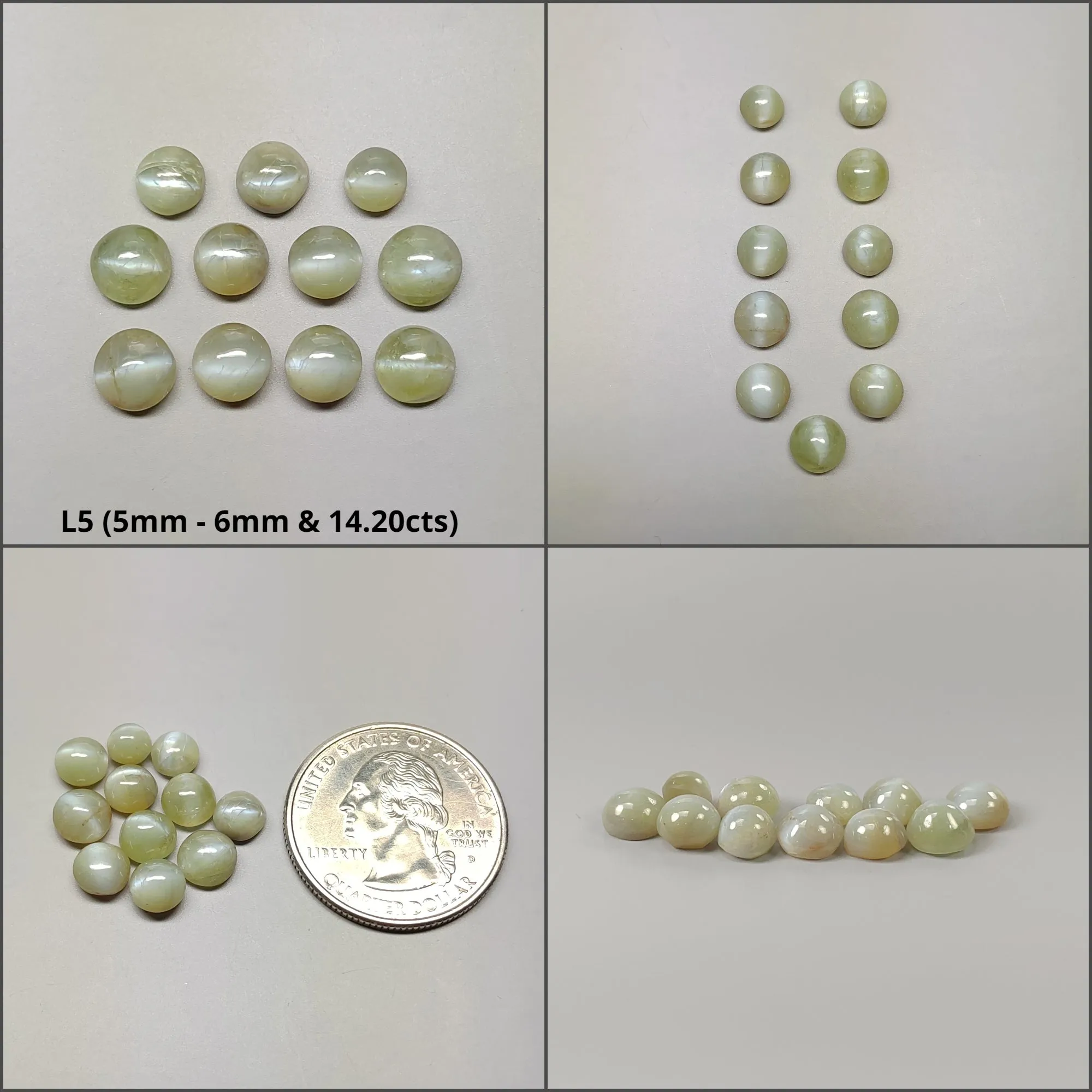 CHRYSOBERYL CAT'S EYE Gemstone Cabochon : Natural Untreated Unheated Cat's Eye Round & Oval Shape Lots