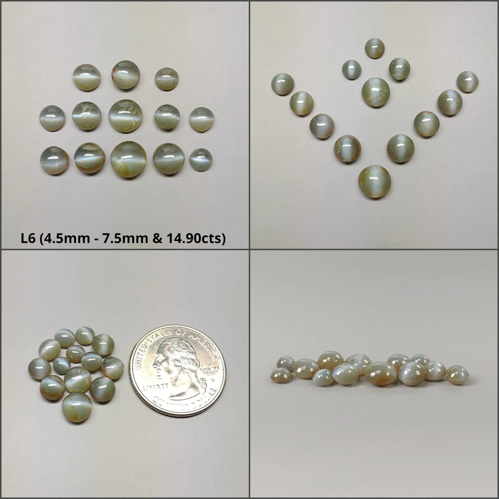 CHRYSOBERYL CAT'S EYE Gemstone Cabochon : Natural Untreated Unheated Cat's Eye Round & Oval Shape Lots