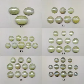 CHRYSOBERYL CAT'S EYE Gemstone Cabochon : Natural Untreated Unheated Cat's Eye Round & Oval Shape Lots