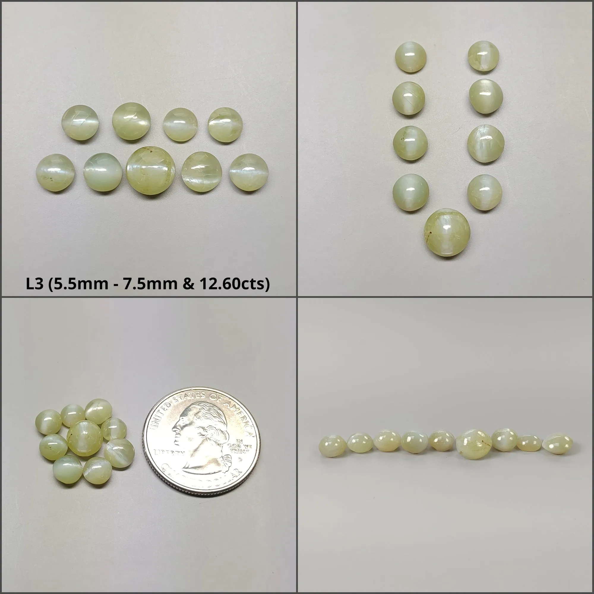 CHRYSOBERYL CAT'S EYE Gemstone Cabochon : Natural Untreated Unheated Cat's Eye Round & Oval Shape Lots