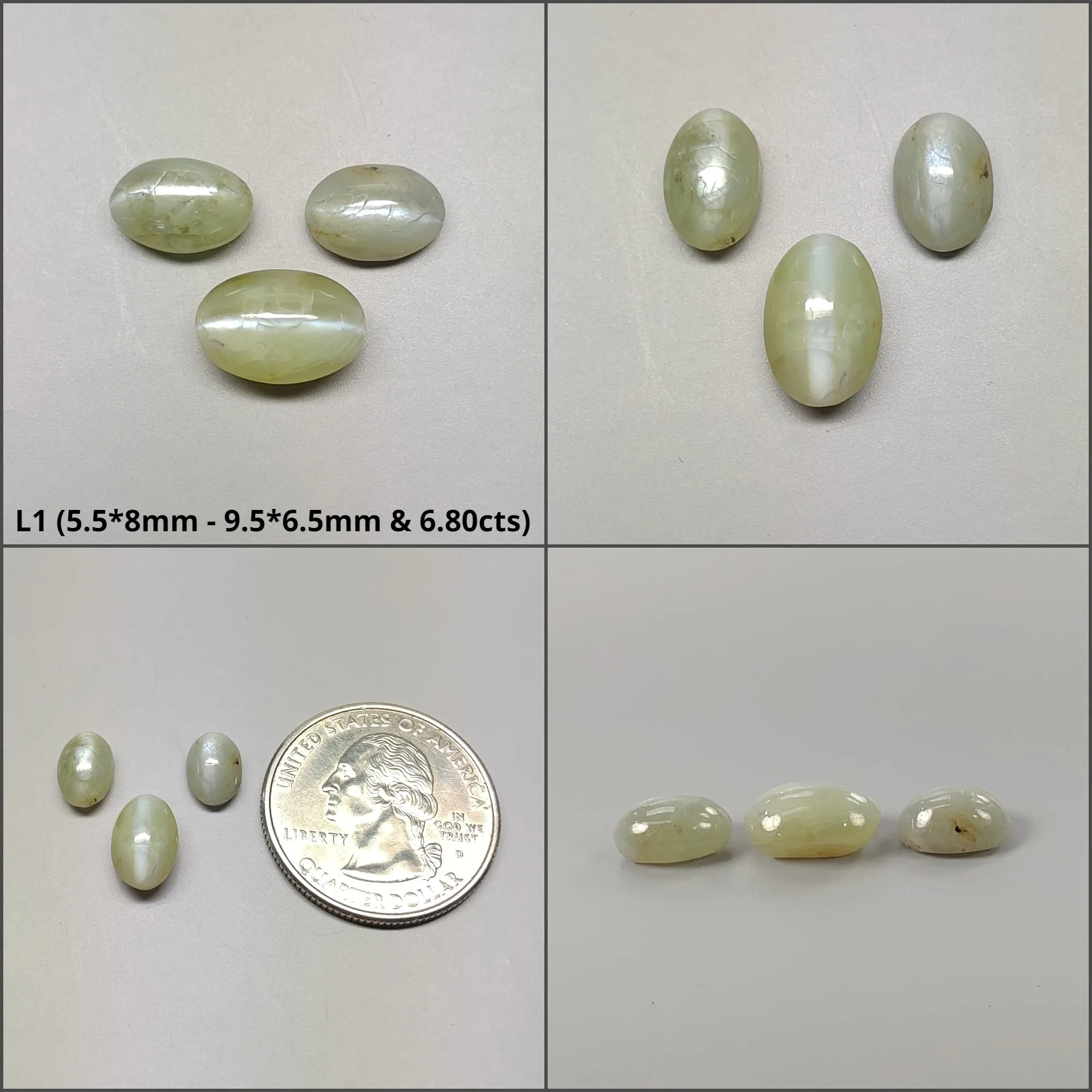 CHRYSOBERYL CAT'S EYE Gemstone Cabochon : Natural Untreated Unheated Cat's Eye Round & Oval Shape Lots