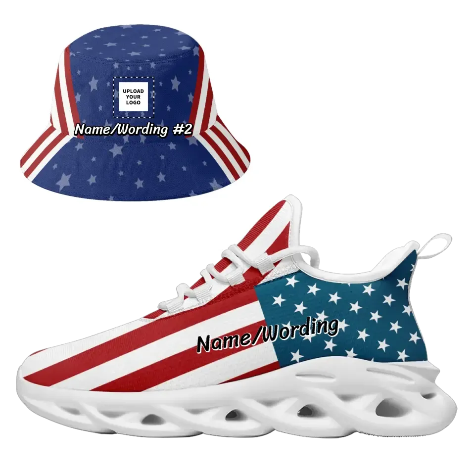 Company gift ideas for customers, business gifts ideas Customized Bucket Hat and Casual Shoe Combo For Independence Day, MS-C0601-YW058