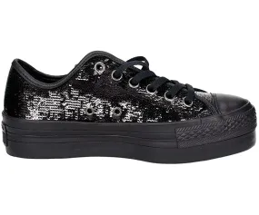 Converse women's sneakers with black sequins and black wedge 558984C