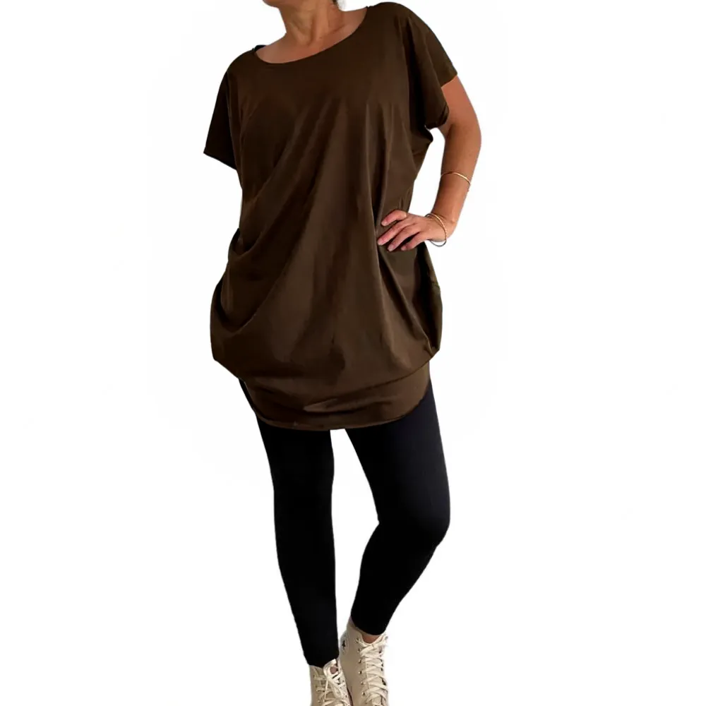 cotton reversible v neck circular tee chocolate brown *photos to come