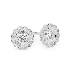 Diamond Rosette Stud Earrings