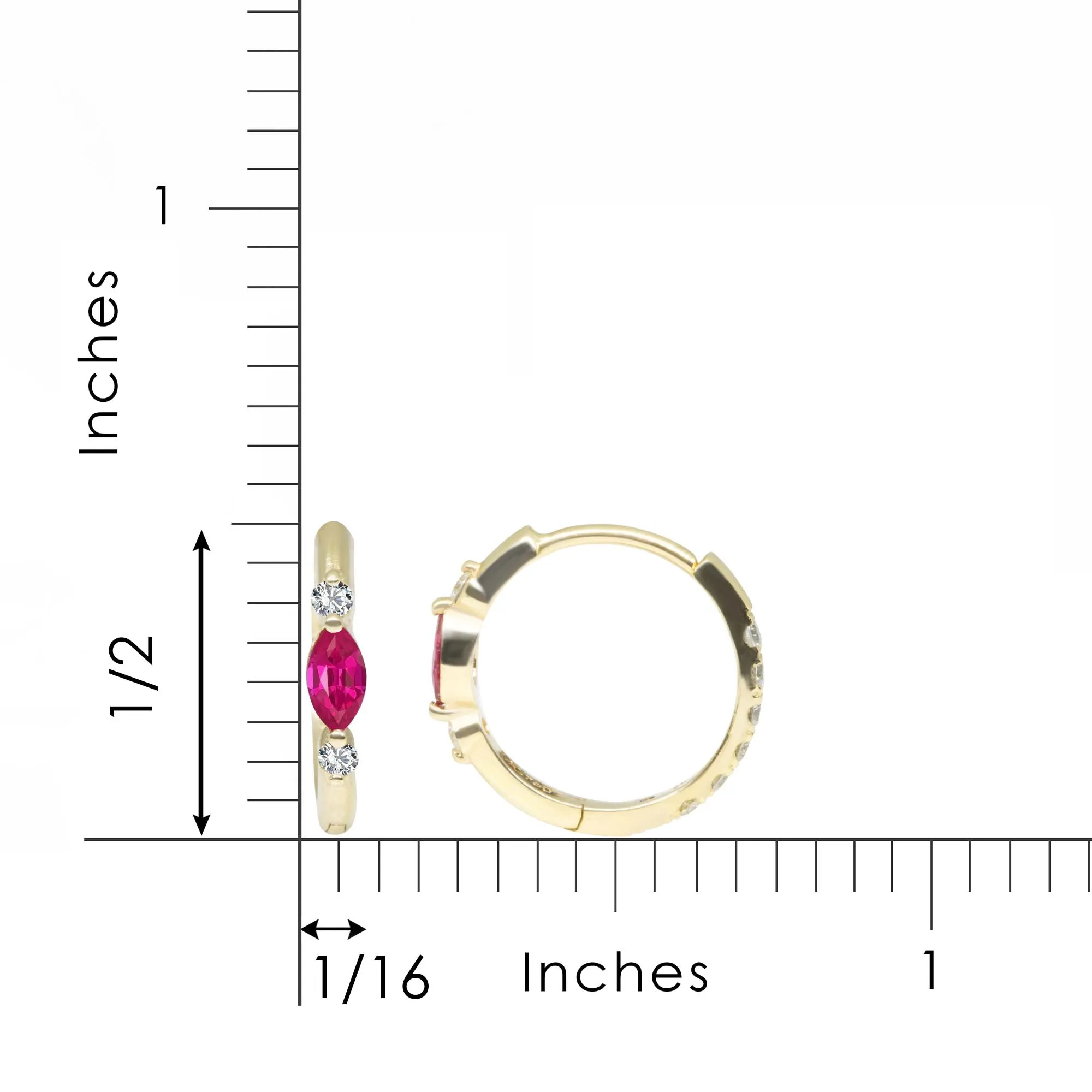 Diana Pink Sapphire 18k Yellow Gold Reversible Huggies 12mm