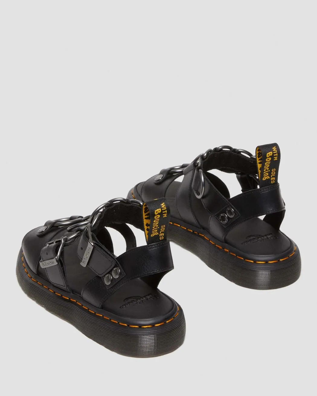 Dr Martens UNISEX GRYPHON ALTERNATIVE BRANDO LEATHER STRAP SANDALS (Black)