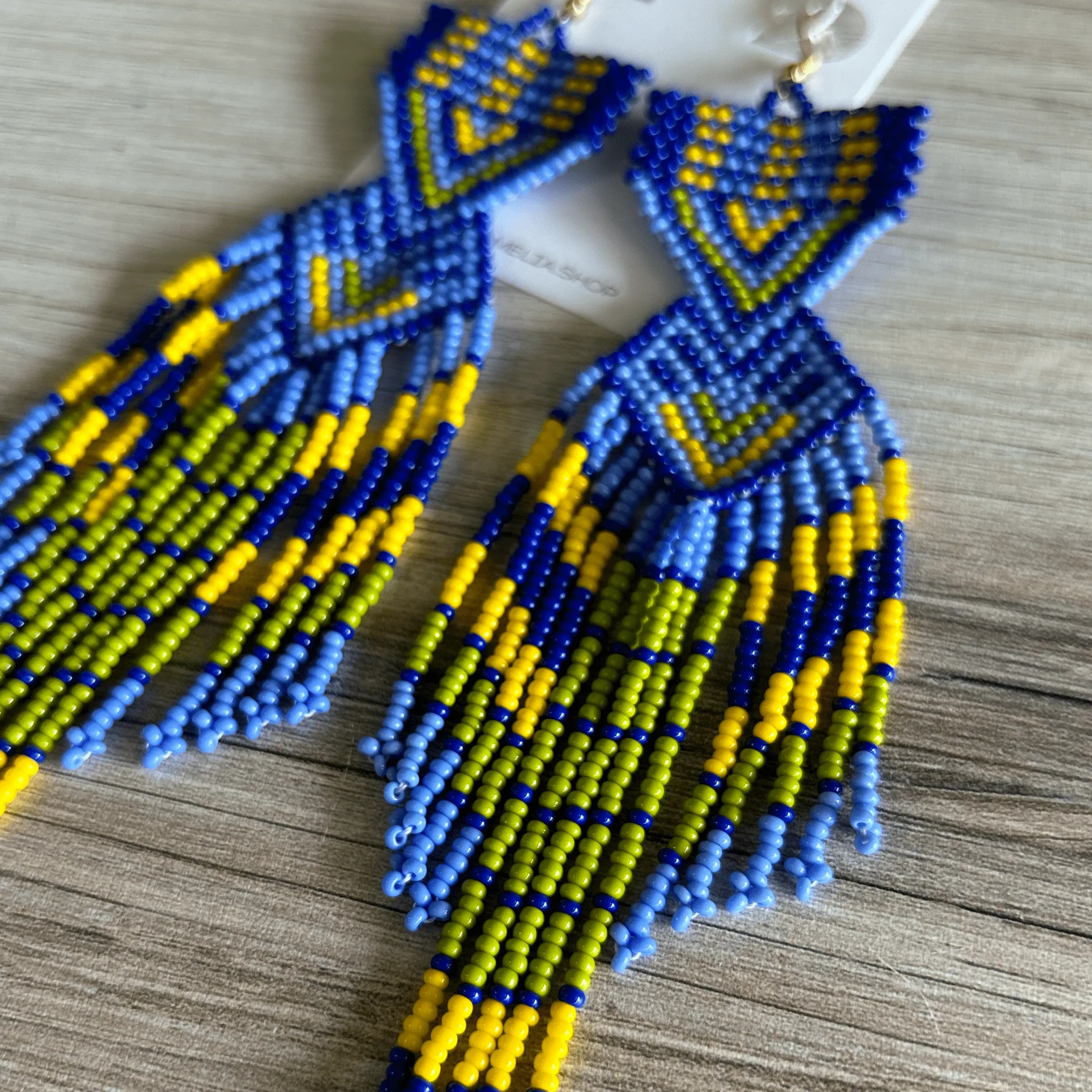 Huichol Native American Beaded  Earrings - Large Eagle