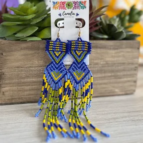 Huichol Native American Beaded  Earrings - Large Eagle