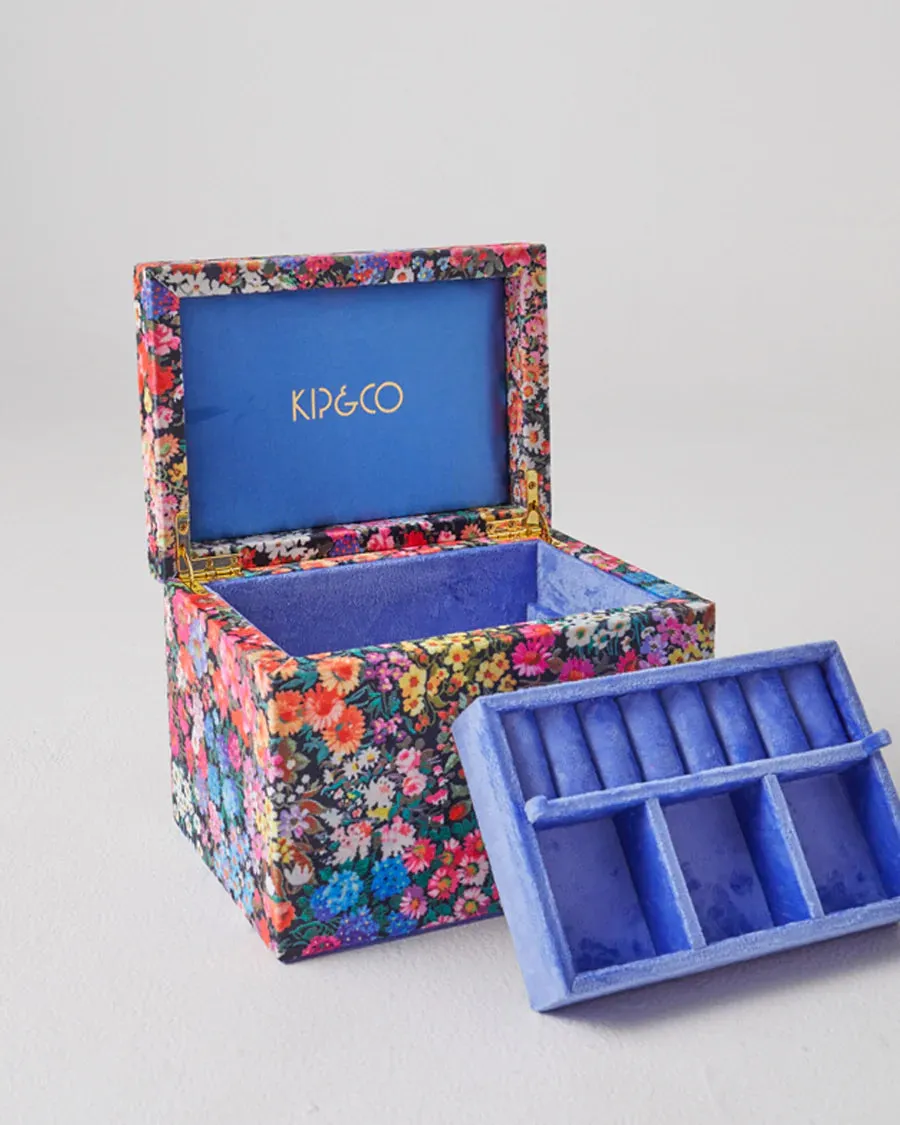 Kip & Co HOME  | Forever Floral black velvet jewellery box- large