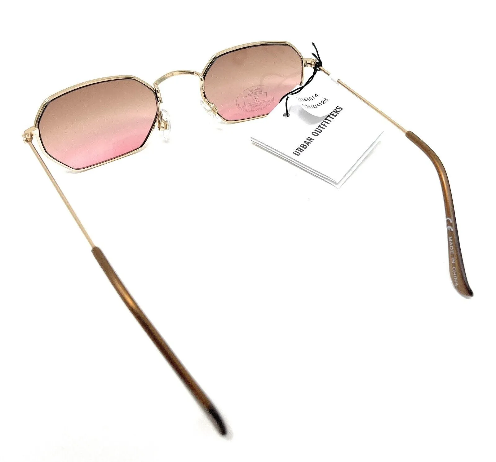 Ladies Sunglasses Gold Frame Pink Lenses Urban Outfitters 44014