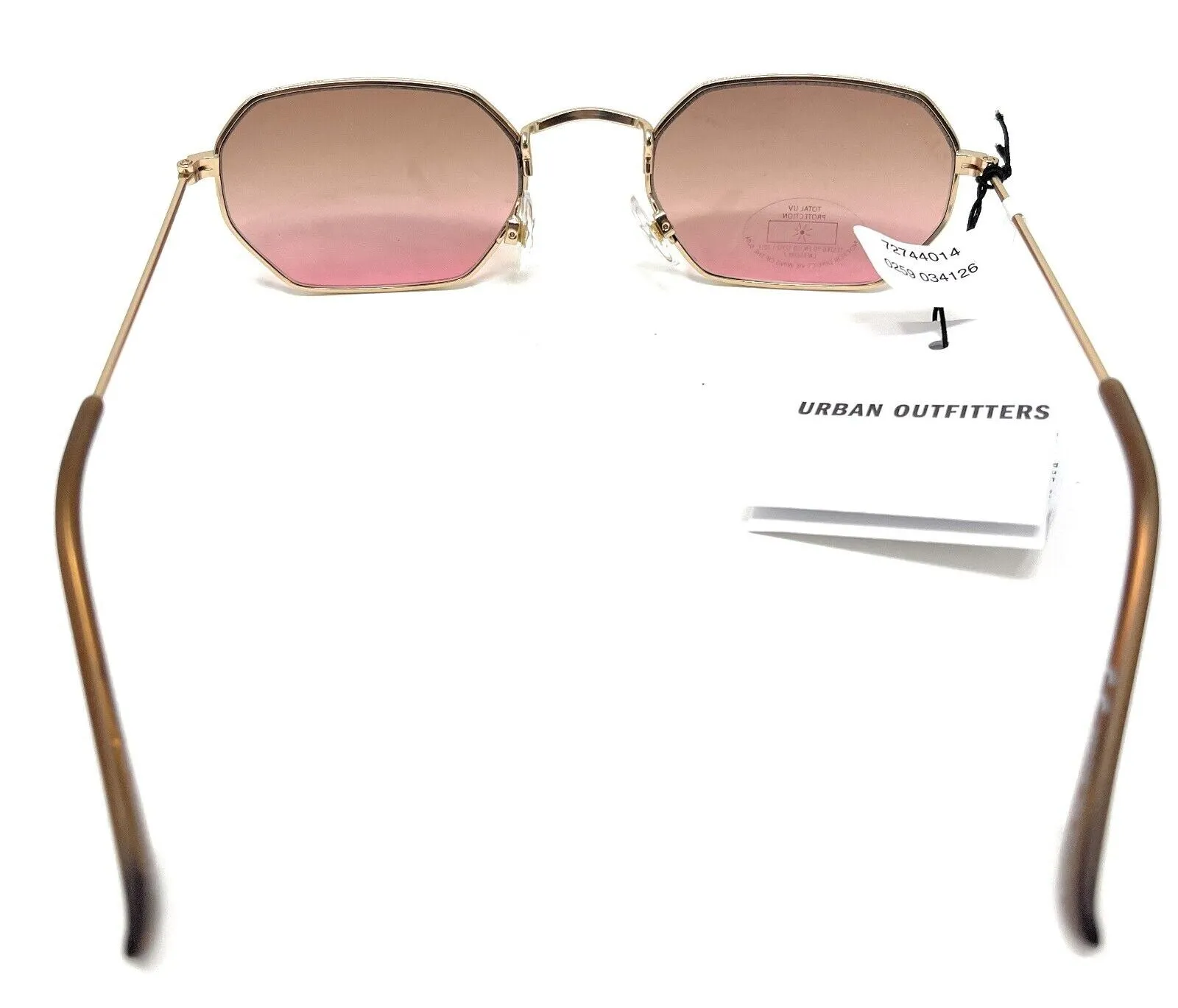 Ladies Sunglasses Gold Frame Pink Lenses Urban Outfitters 44014