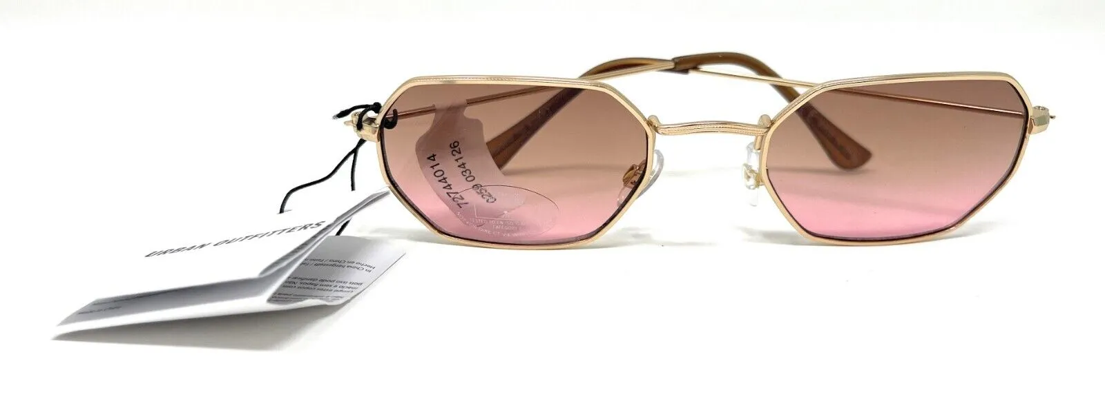 Ladies Sunglasses Gold Frame Pink Lenses Urban Outfitters 44014