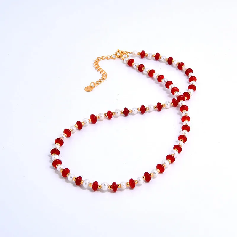 Natural Freshwater Pearl and Gemstone Necklace