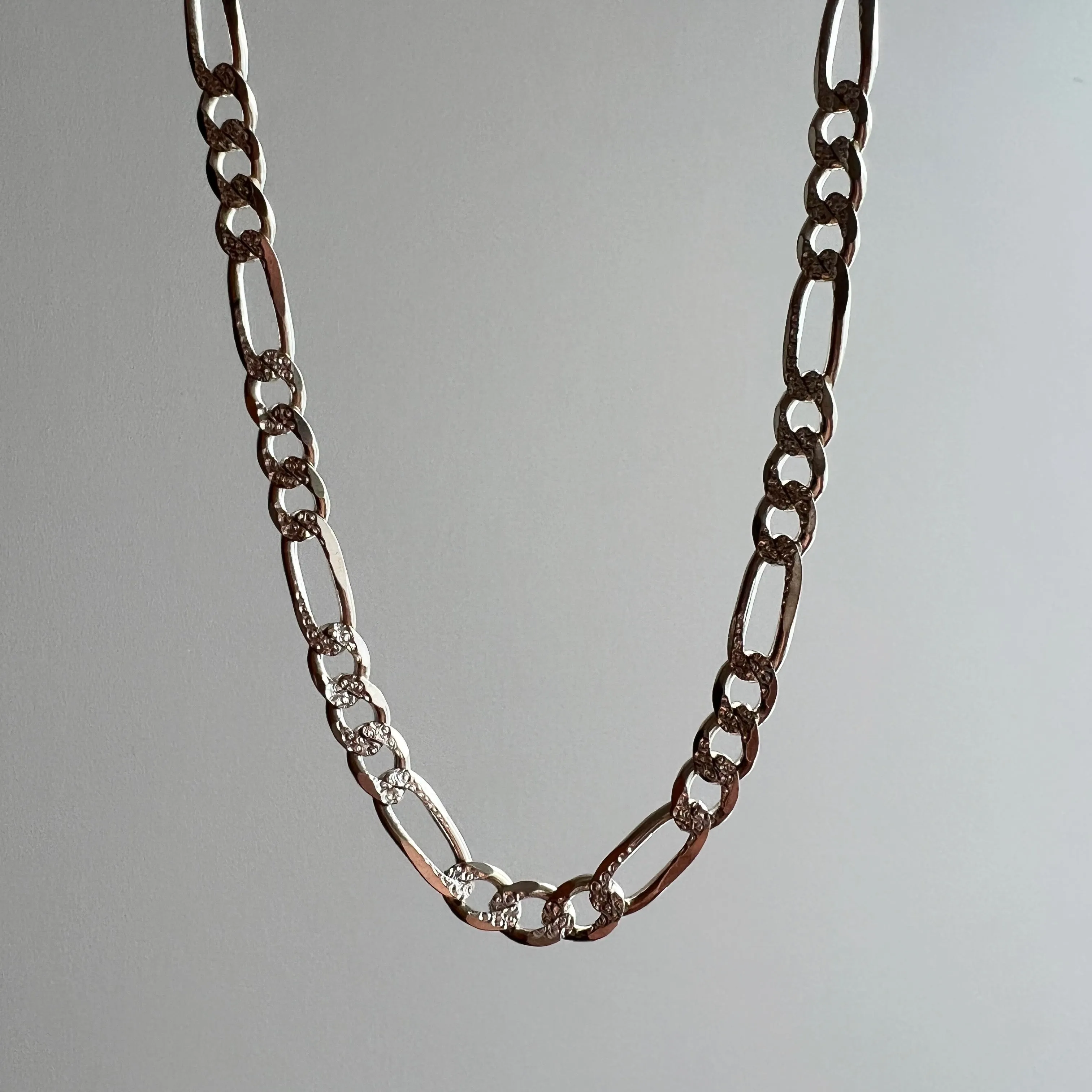 P R E - L O V E D // double sided figaro / Italy sterling silver figaro chain /22 over 32g