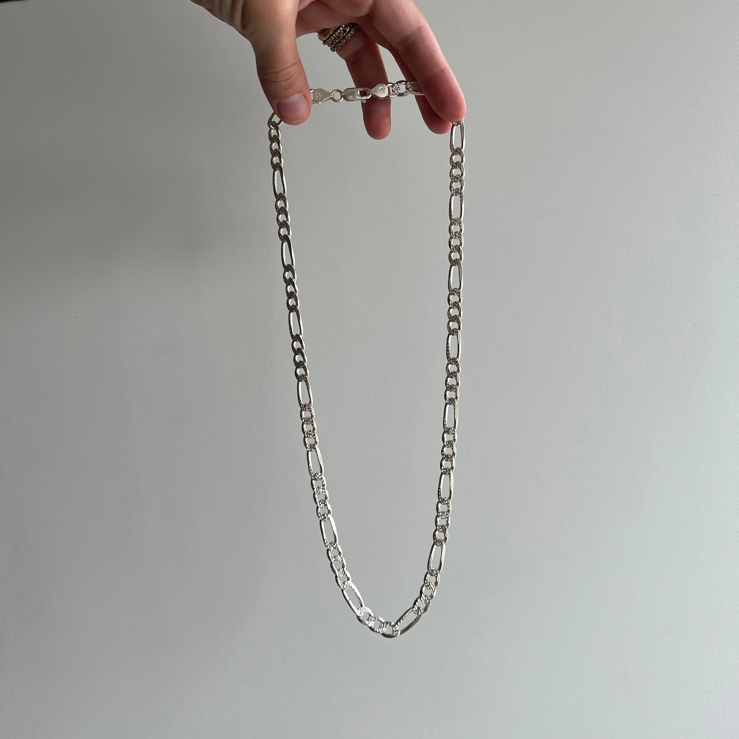 P R E - L O V E D // double sided figaro / Italy sterling silver figaro chain /22 over 32g