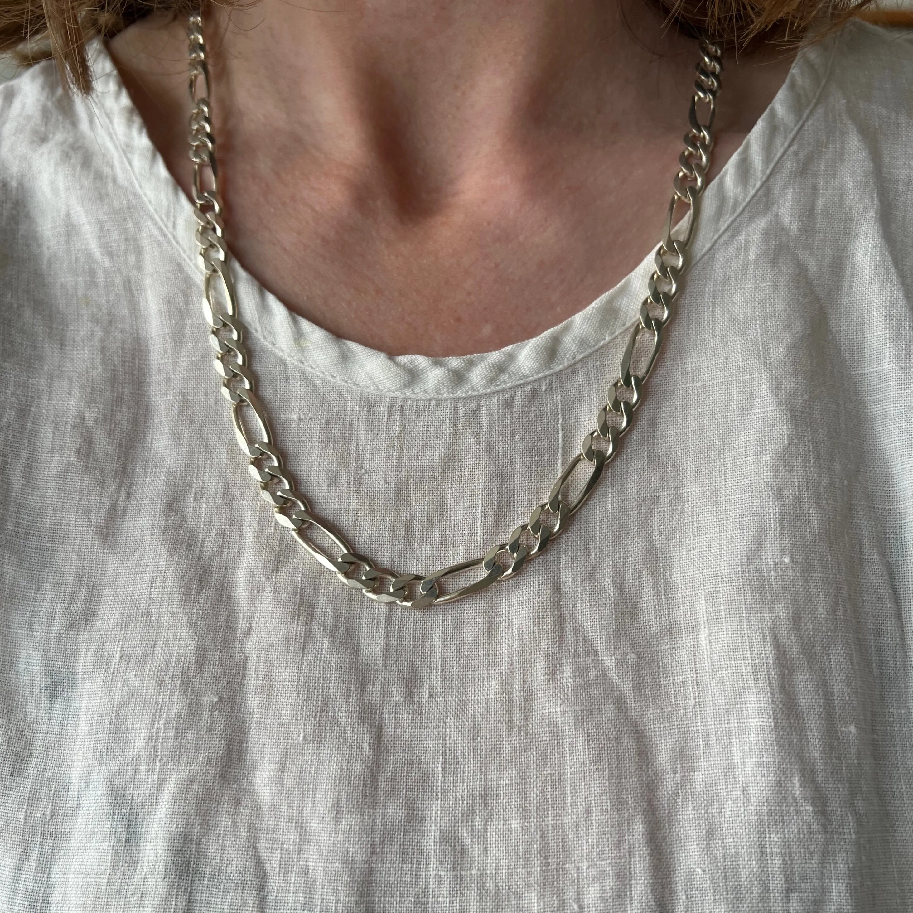 P R E - L O V E D // double sided figaro / Italy sterling silver figaro chain /22 over 32g