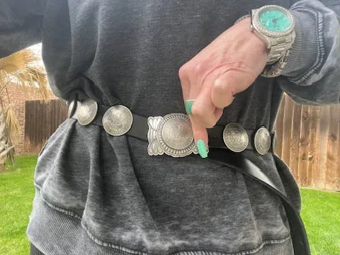 Sterling Eagle Coin Concho Belt