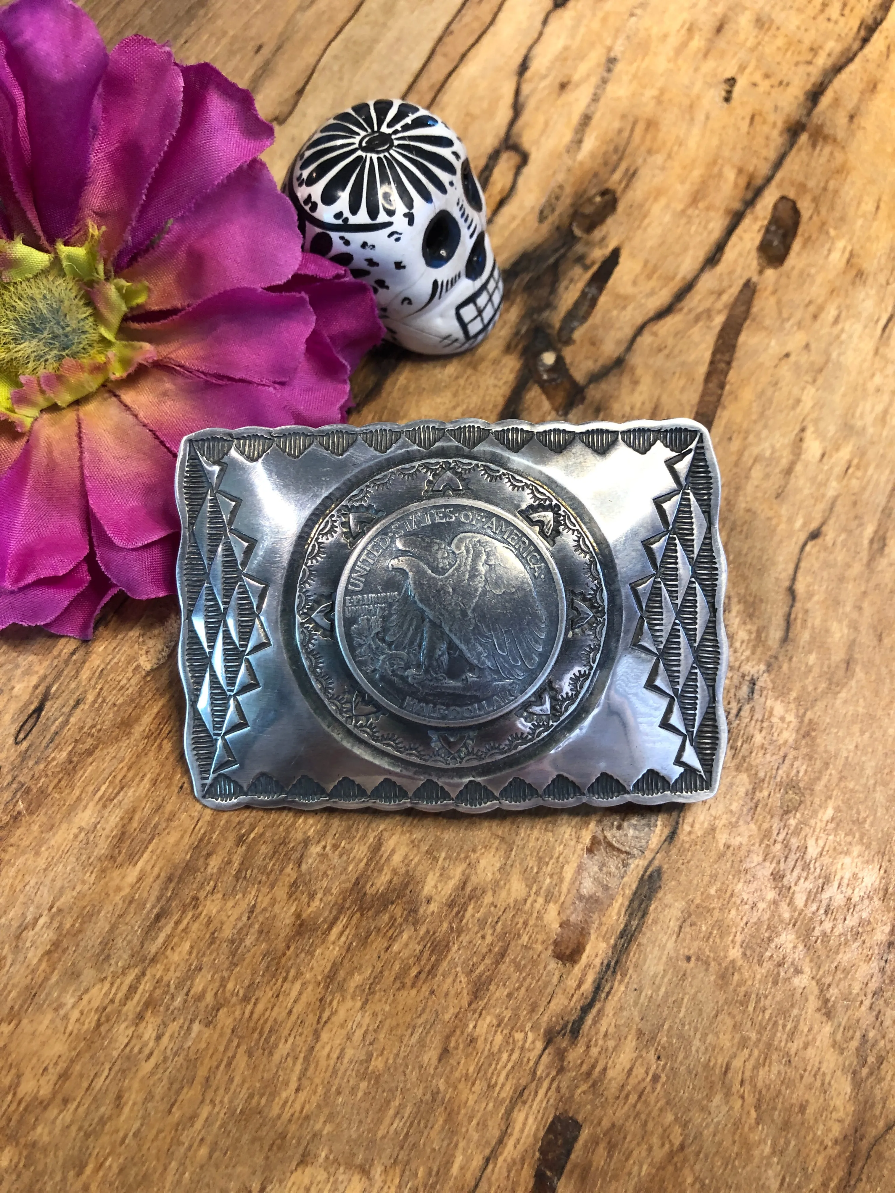 Sterling Silver Eagle Coin Belt Buckle