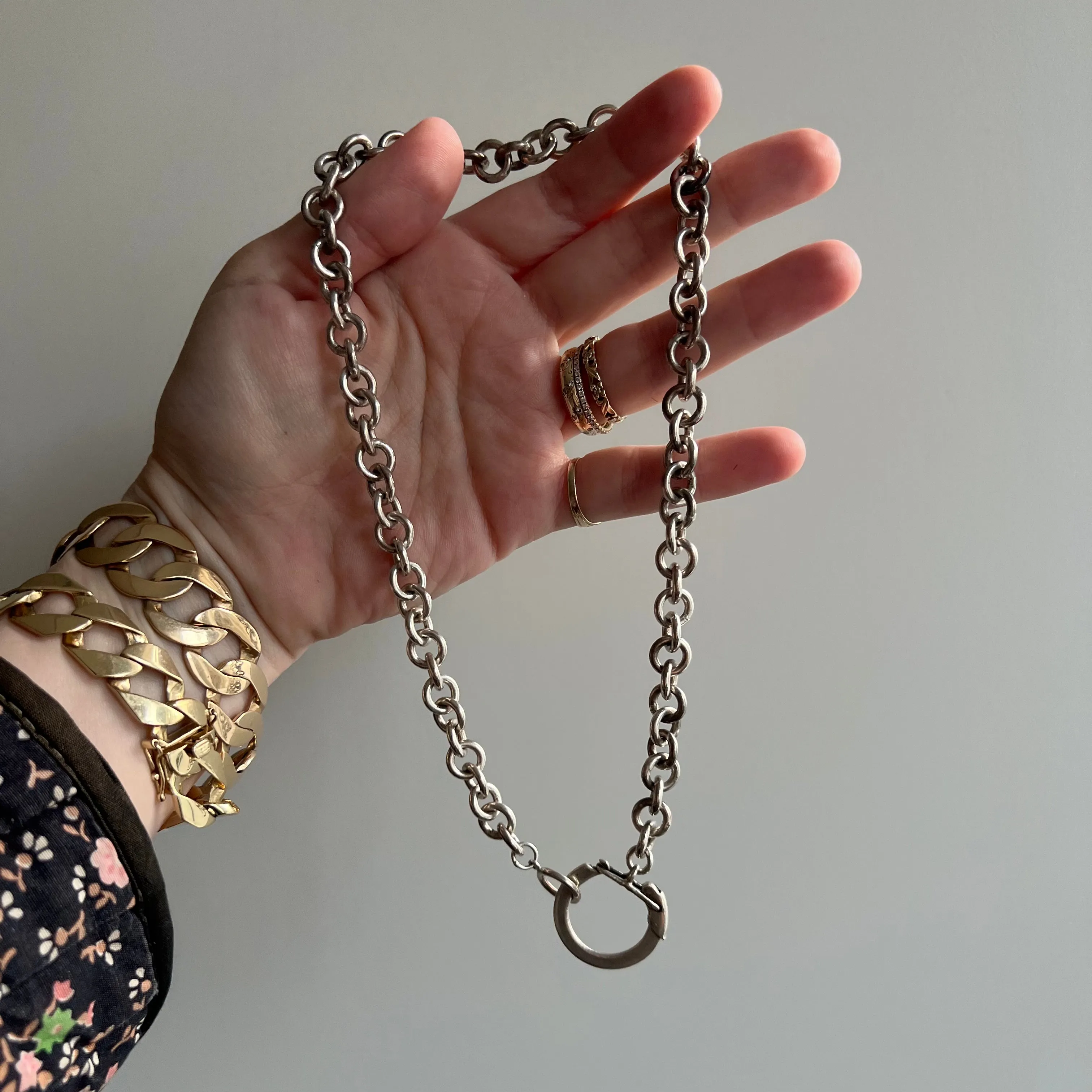 V I N T A G E // all linked up / chunky vintage sterling silver chain with a freshly added sterling silver clasp/connector/pendant holder / ~16.5 / 53g