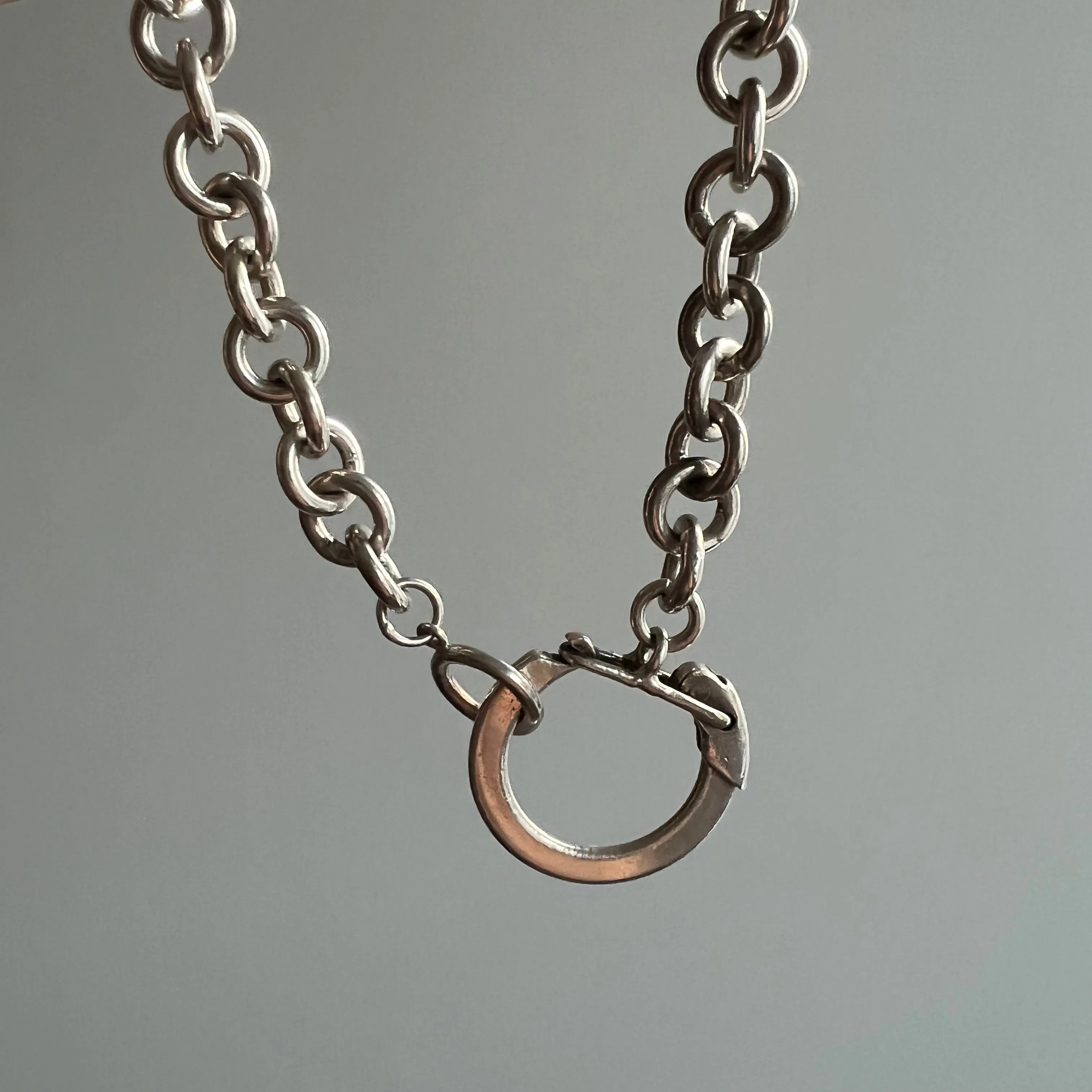 V I N T A G E // all linked up / chunky vintage sterling silver chain with a freshly added sterling silver clasp/connector/pendant holder / ~16.5 / 53g