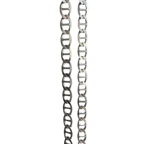 V I N T A G E // sterling silver flat mariner necklace chain / 18.25, 14g