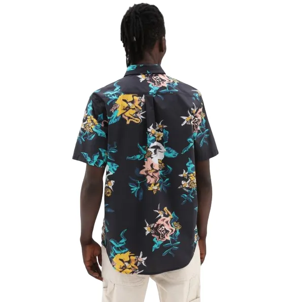 Vans men's short sleeve shirt with floral pattern VN0007W1BLK black